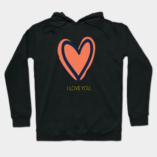 I love you peach blck Hoodie